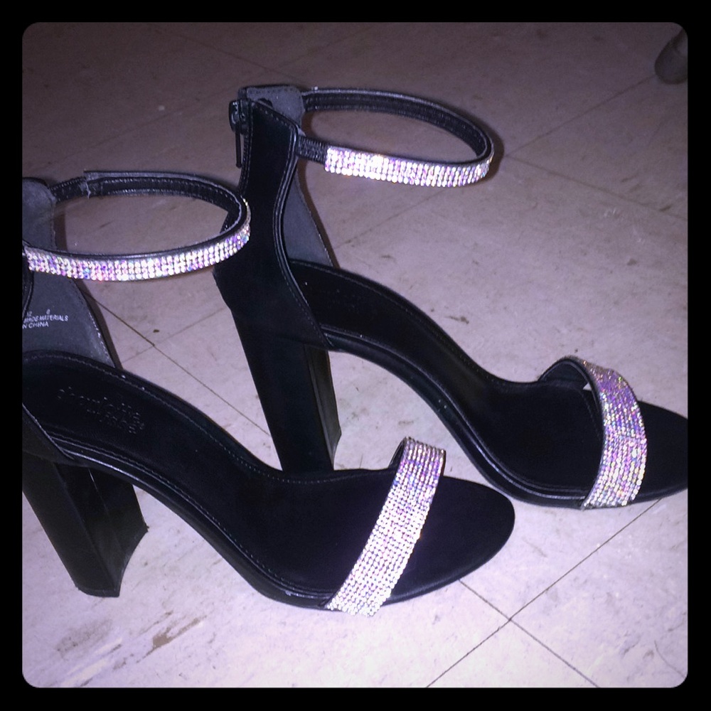 Black studded leather heals
